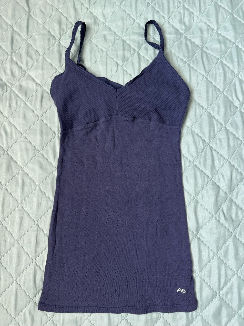 American Eagle Soft Knit Cami Tank Top Navy Blue Stretch Cotton Layering Top